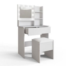 Gfw Eva Led Dressing Table Set White, Hollywood Lights, Mirror, 2 Drawers, Stool, Adjustable Led Lights For Bedroom/dressing Room. - thumbnail 5