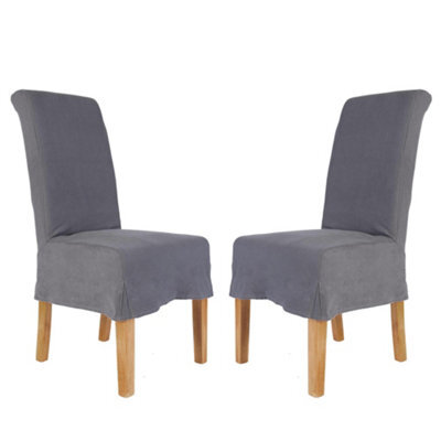 Dibor Set Of 2 Riviera Loose Cover Kitchen Furniture Dining Room Chair - Grey - image 1