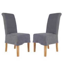 Dibor Set Of 2 Riviera Loose Cover Kitchen Furniture Dining Room Chair - Grey - thumbnail 1