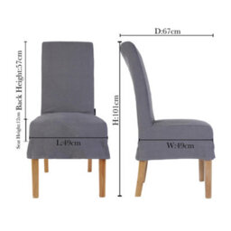 Dibor Set Of 2 Riviera Loose Cover Kitchen Furniture Dining Room Chair - Grey - thumbnail 5