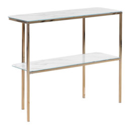 Beliani Console Table Calvert Tempered Glass Marble/ Gold - thumbnail 5