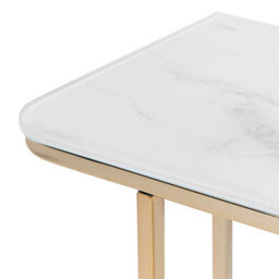 Beliani Console Table Calvert Tempered Glass Marble/ Gold - thumbnail 6