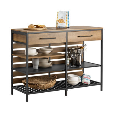 Sobuy Fsb85-Pf, Kitchen Dining Room Living Room Sideboard, Kitchen Island Sideboard Dining Bar Table,neutral,w120Xd45Xh90 - image 1