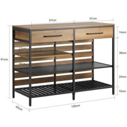 Sobuy Fsb85-Pf, Kitchen Dining Room Living Room Sideboard, Kitchen Island Sideboard Dining Bar Table,neutral,w120Xd45Xh90 - thumbnail 4