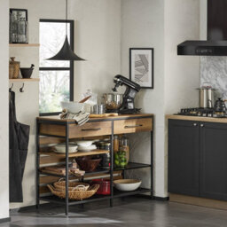 Sobuy Fsb85-Pf, Kitchen Dining Room Living Room Sideboard, Kitchen Island Sideboard Dining Bar Table,neutral,w120Xd45Xh90 - thumbnail 2