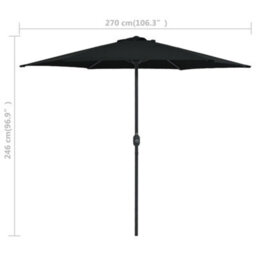 Berkfield Outdoor Parasol With Aluminium Pole 270X246 Cm Black - thumbnail 7