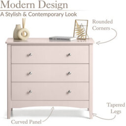 Christow 3 Drawer Chest Of Drawers Pink - thumbnail 5