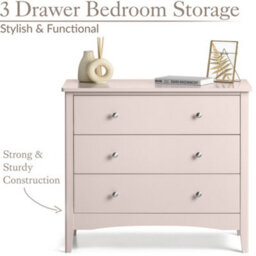 Christow 3 Drawer Chest Of Drawers Pink - thumbnail 3