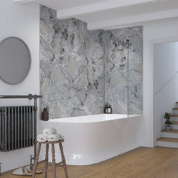 Rearo Selkie Mdf Bathroom Shower Wall Panel (H)2420mm X (W)1180mm X (D)11mm Tongue & Groove - Portofino Matte Finish - thumbnail 3