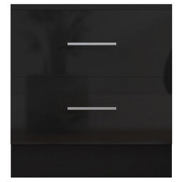 Reflect 2 Drawer Bedside - Black Gloss & Black Oak - Modern Nightstand For Bedroom Storage - H: 48.5Cm X W: 45Cm X D: 39.5Cm - thumbnail 4