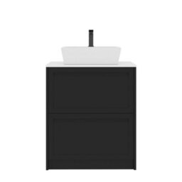 Royal Bathrooms Royal Bathroom Elmore 700mm Matt Nocturne Black Freestanding Bathroom Vanity Unit 2 Drawer Plain White Worktop With Cube Basin - thumbnail 7
