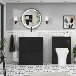 Royal Bathrooms Royal Bathroom Elmore 700mm Matt Nocturne Black Freestanding Bathroom Vanity Unit 2 Drawer Plain White Worktop With Cube Basin - thumbnail 5