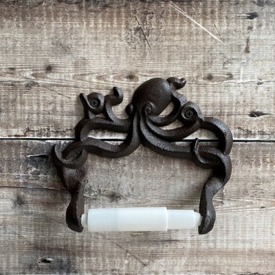 Selections Wall Mounted Octopus Loo Roll Holder In Cast Iron - image 1