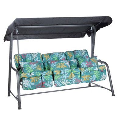 Alfresia Roma Swing Seat With Alexandra Green Leaf Classic Cushions - image 1