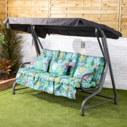 Alfresia Roma Swing Seat With Alexandra Green Leaf Classic Cushions - thumbnail 2