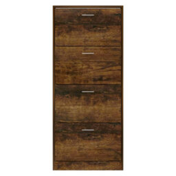 Vidaxl Shoe Cabinet Smoked Oak 63X24X147 Cm Engineered Wood - thumbnail 4