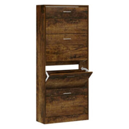 Vidaxl Shoe Cabinet Smoked Oak 63X24X147 Cm Engineered Wood - thumbnail 2