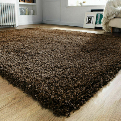 Prime Plus Extra Thick Heavy 5Cm Pile Soft Shaggy Rugs Modern Area Rugs Bedroom Hall Rugs (Brown, 60 X 110Cm) - image 1