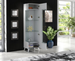 Furneo High Gloss & Matt White Display Cabinet Storage Cupboard Azzurro 12 Blue Led Lights - thumbnail 3