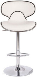 Lamboro Carcaso Single Kitchen Bar Stool, Chrome Footrest, Height Adjustable Swivel Gas Lift, Breakfast Bar & Home Barstool, White - thumbnail 3