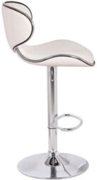 Lamboro Carcaso Single Kitchen Bar Stool, Chrome Footrest, Height Adjustable Swivel Gas Lift, Breakfast Bar & Home Barstool, White - thumbnail 2