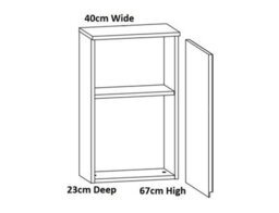Impact Furniture Small Bathroom Cabinet Wall Mounted Storage Unit Slim Single Door Cupboard Handleless Narrow White Gloss Spice - thumbnail 6