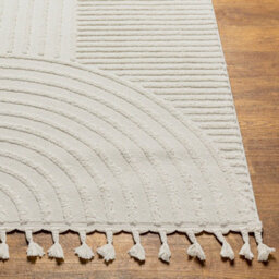 Livabliss Nora-Geometric Grey Ivory High Pile Fringe Living Dining Bedroom Rug 140 X 200 Cm Easy Care, Non Shedding - thumbnail 5