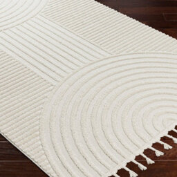Livabliss Nora-Geometric Grey Ivory High Pile Fringe Living Dining Bedroom Rug 140 X 200 Cm Easy Care, Non Shedding - thumbnail 6