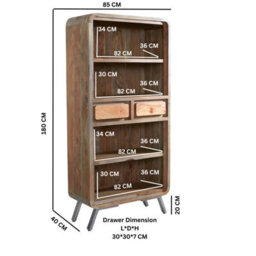 Wyld Haus Los Angeles Large Reclaimed Wood And Metal Bookcase With 2 Drawers - thumbnail 3