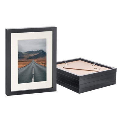 "Nicola Spring Photo Frames With 5"" X 7"" Mount - 8"" X 10"" - Black/ivory - Pack Of 5" - image 1