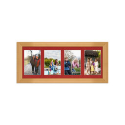 AK Frames 50X20Cm Country Pine Classic Multi Photo Frame With Crimson Mount - Holds 4 Apertures (4X) 6X4 Photos