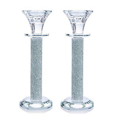 London Boutique Tea Light Dinner Candle Holder Set 2 Crystal Studs Filled Decorative Gift Present In Gift Box - image 1