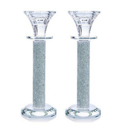 London Boutique Tea Light Dinner Candle Holder Set 2 Crystal Studs Filled Decorative Gift Present In Gift Box - thumbnail 1