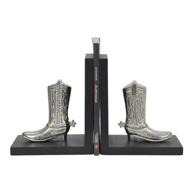 Minster Boot Bookends Bookshelf - Aluminium - L10 X W15 X H18 Cm - Silver/black - image 1