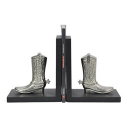 Minster Boot Bookends Bookshelf - Aluminium - L10 X W15 X H18 Cm - Silver/black - thumbnail 1