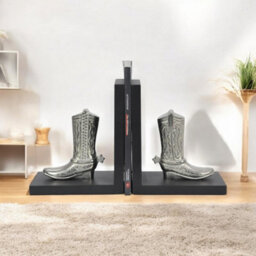 Minster Boot Bookends Bookshelf - Aluminium - L10 X W15 X H18 Cm - Silver/black - thumbnail 3