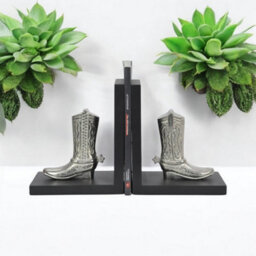 Minster Boot Bookends Bookshelf - Aluminium - L10 X W15 X H18 Cm - Silver/black - thumbnail 2