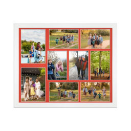AK Frames 20X16 White Modern Multi Photo Frame With Poppy Red Mount - Holds 9 Apertures (2X) 7X5, (7X) 6X4 Photos