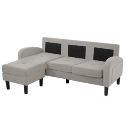 Matteo Modular L-Shaped Corner Sofa With Chaise Lounge - 3 Seater, Grey Cotton-Linen Fabric, 166X118X77Cm, Durable Design - thumbnail 7