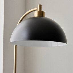 Loops Elegant 1450mm Tall Mid-Century Floor Lamp In Matt Black And Grey Marble With Antique Brass Accents - thumbnail 4