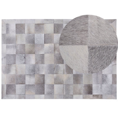 Beliani Rug Alacam Grey 160 X 230 Cm Leather - image 1
