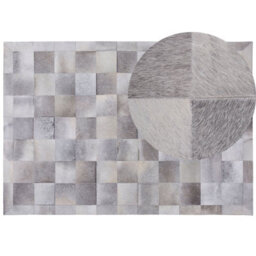 Beliani Rug Alacam Grey 160 X 230 Cm Leather - thumbnail 1