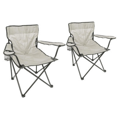 Harbour Housewares Folding Canvas Camping Chairs - Matt Black/beige - Pack Of 2 - image 1