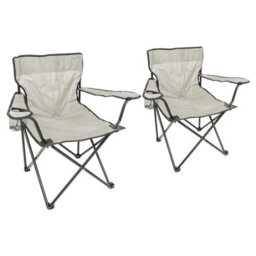 Harbour Housewares Folding Canvas Camping Chairs - Matt Black/beige - Pack Of 2 - thumbnail 1