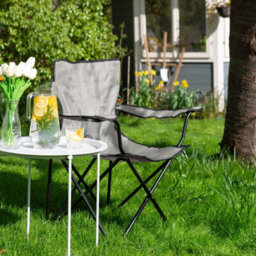 Harbour Housewares Folding Canvas Camping Chairs - Matt Black/beige - Pack Of 2 - thumbnail 6