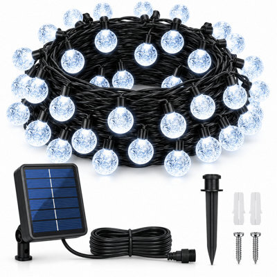 Shopnbits 16M 80 Led Solar String Lights Cool White, Ip65 Waterproof, 8 Modes, Auto On/off, 22mm Globe Lights - image 1