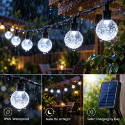 Shopnbits 16M 80 Led Solar String Lights Cool White, Ip65 Waterproof, 8 Modes, Auto On/off, 22mm Globe Lights - thumbnail 5