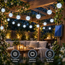 Shopnbits 16M 80 Led Solar String Lights Cool White, Ip65 Waterproof, 8 Modes, Auto On/off, 22mm Globe Lights - thumbnail 3
