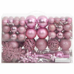 Berkfield Lightweight 111 Piece Christmas Bauble Set Pink Polystyrene