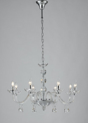 Luminosa Lighting Luminosa Riflesso 8 Light Chandeliers Chrome, Crystal 83X53Cm